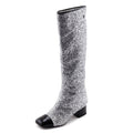 Chanel Silver Glitter CC Cap Toe Riding Boots Size US 7 | EU 37