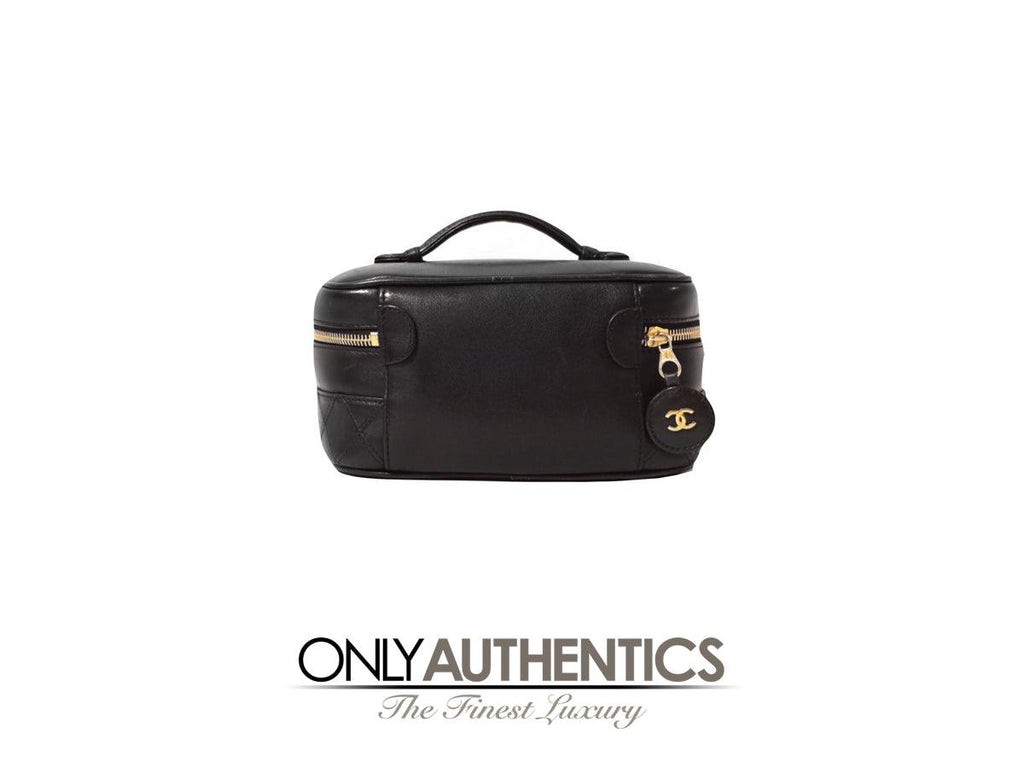 Chanel Vintage Black Leather Vanity Case