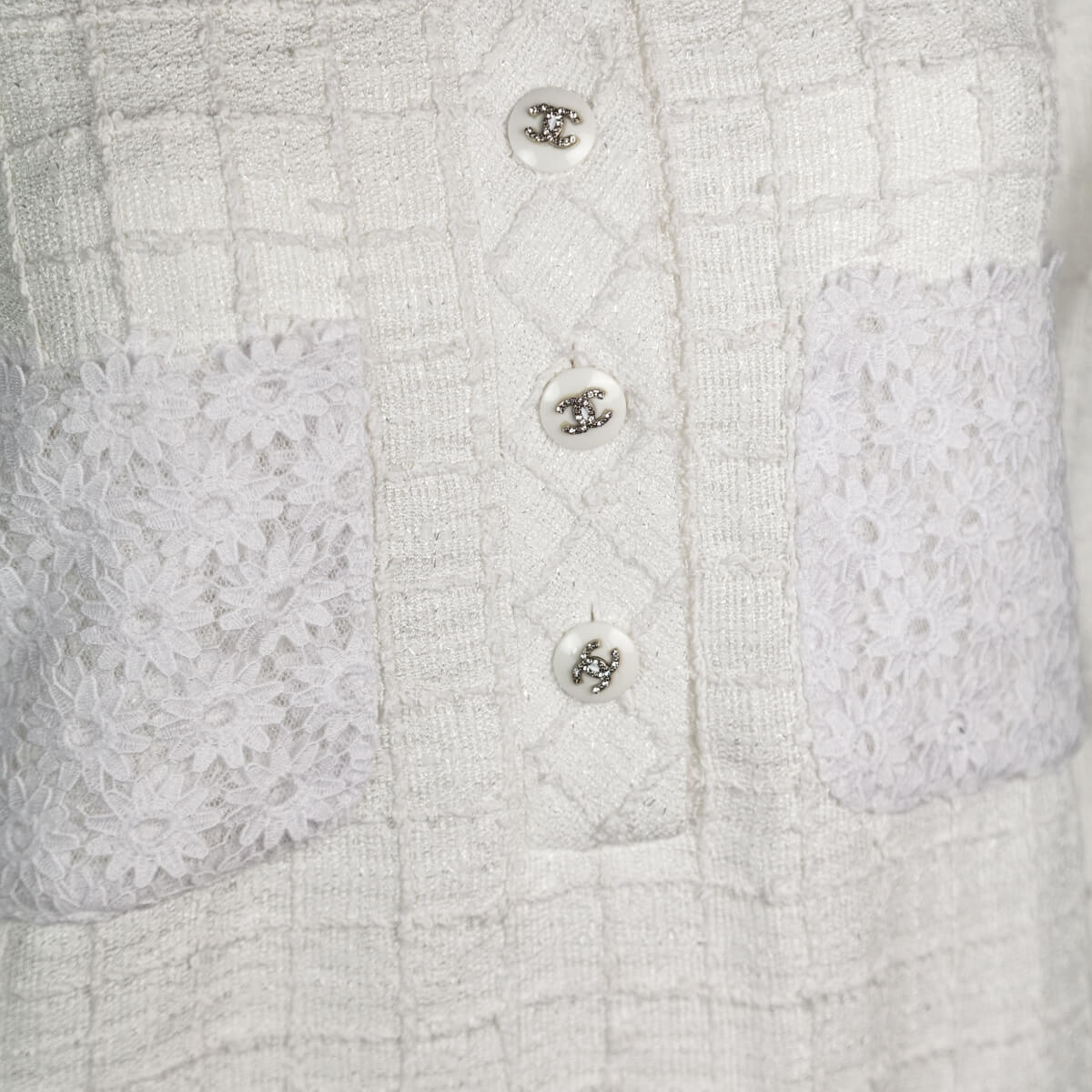 Chanel White Camellia Lace Mini Dress S | FR 38
