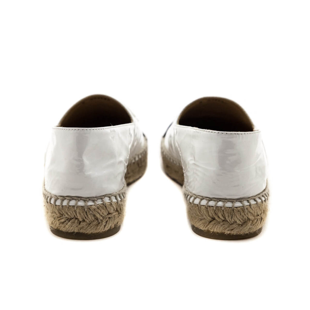 Chanel White & Black Patent Leather CC Espadrilles Size 7 | EU 37