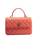 CHANEL Trendy CC Top Handle Flap Bag- Coral