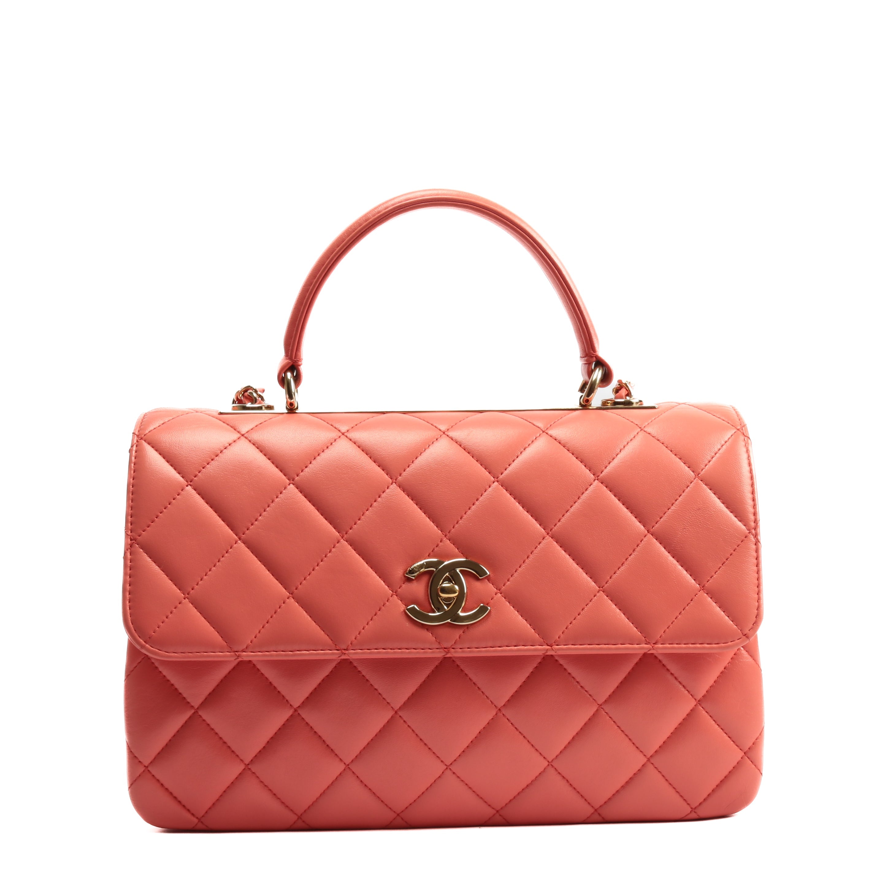 CHANEL Trendy CC Top Handle Flap Bag- Coral
