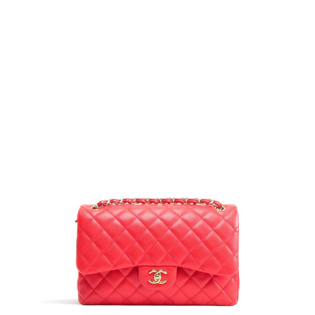 CHANEL Jumbo Double Flap Caviar Red