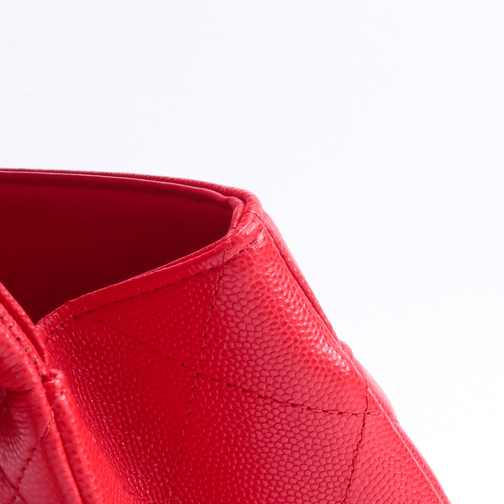 CHANEL Jumbo Double Flap Caviar Red