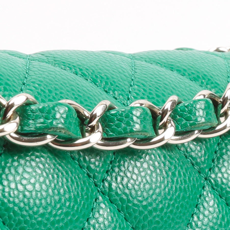 CHANEL Double Flap Medium Quilted Caviar Emerald Green