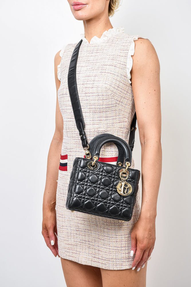 Christian Dior Black Cannage Leather Small Lady Dior