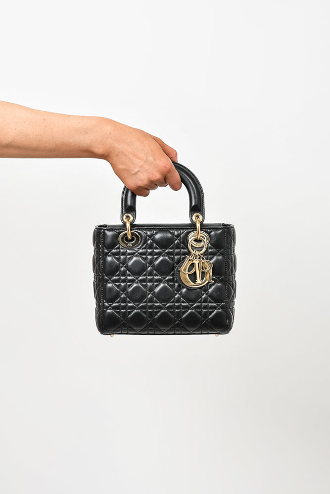 Christian Dior Black Cannage Leather Small Lady Dior