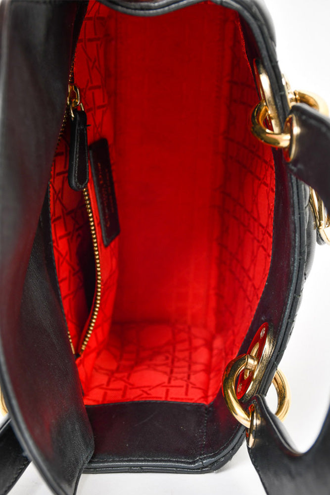 Christian Dior Black Cannage Leather Small Lady Dior
