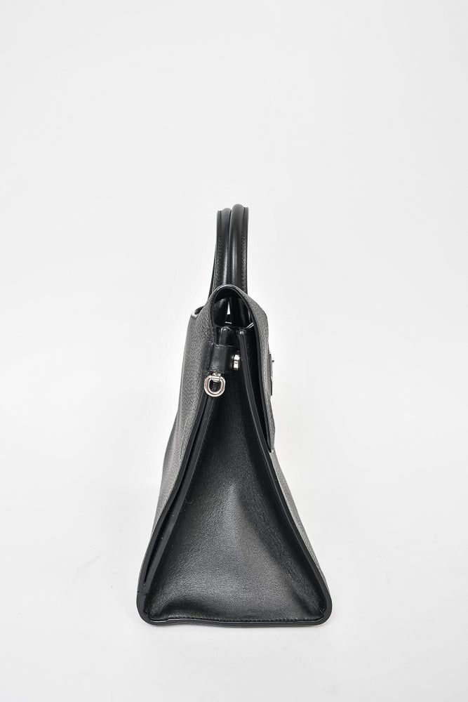 Christian Dior Black Grained Leather Medium 'Diorever' Top Handle Bag with Strap