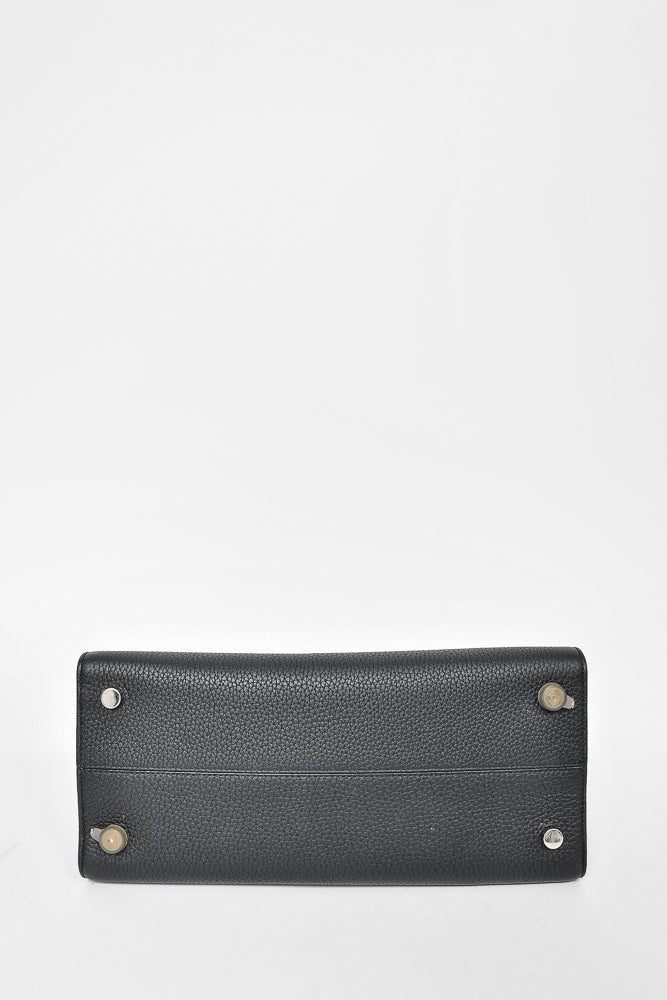 Christian Dior Black Grained Leather Medium 'Diorever' Top Handle Bag with Strap
