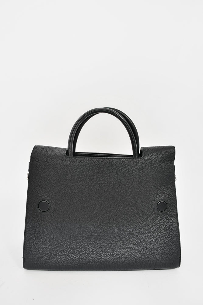 Christian Dior Black Grained Leather Medium 'Diorever' Top Handle Bag with Strap