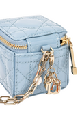 Christian Dior Blue Patent Micro Lady Dior Cube Pouch