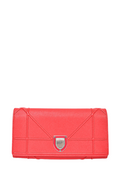 Christian Dior Red Grained Leather Diorama Clutch with Chain