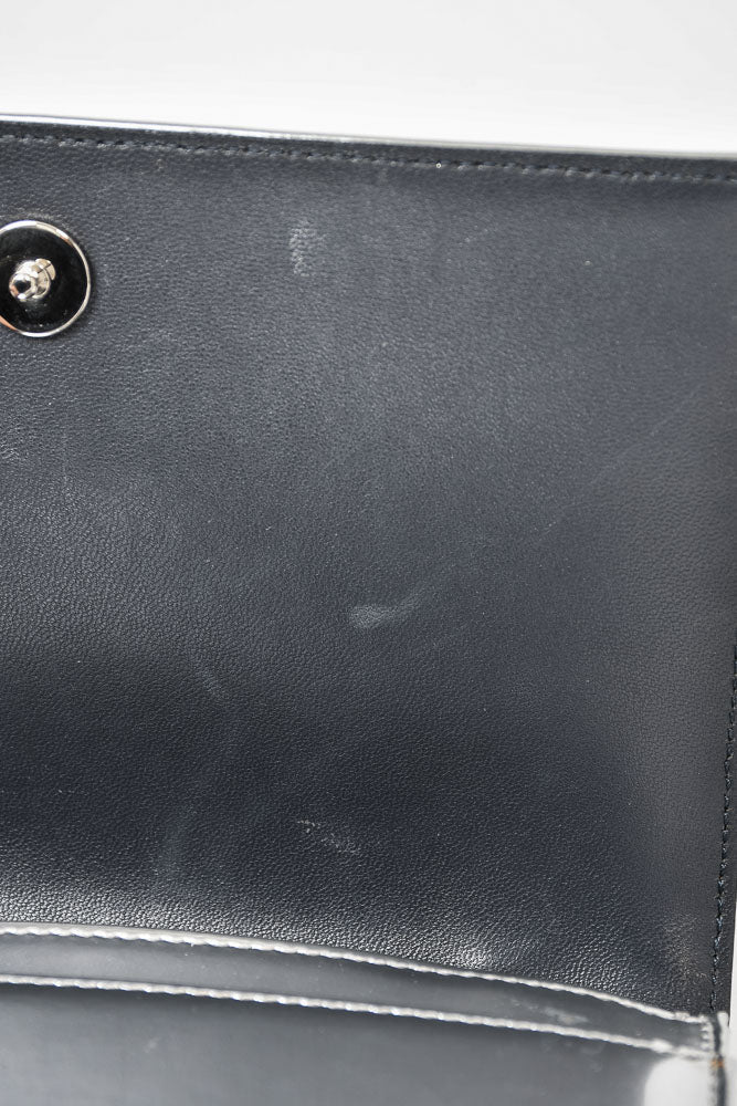 Christian Dior Silver Metallic Leather Micro Diorama Chain Bag