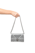 Christian Dior Silver Metallic Leather Micro Diorama Chain Bag