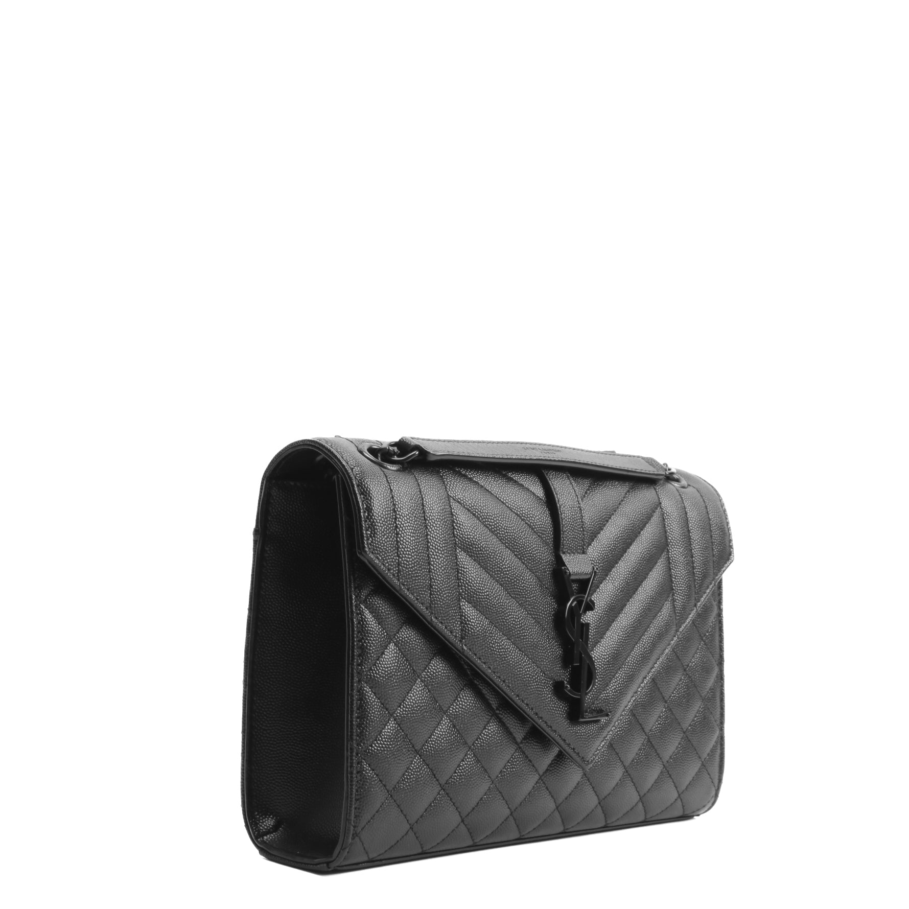 SAINT LAURENT Medium Envelope Monogram Matelasse Chain Bag- Black