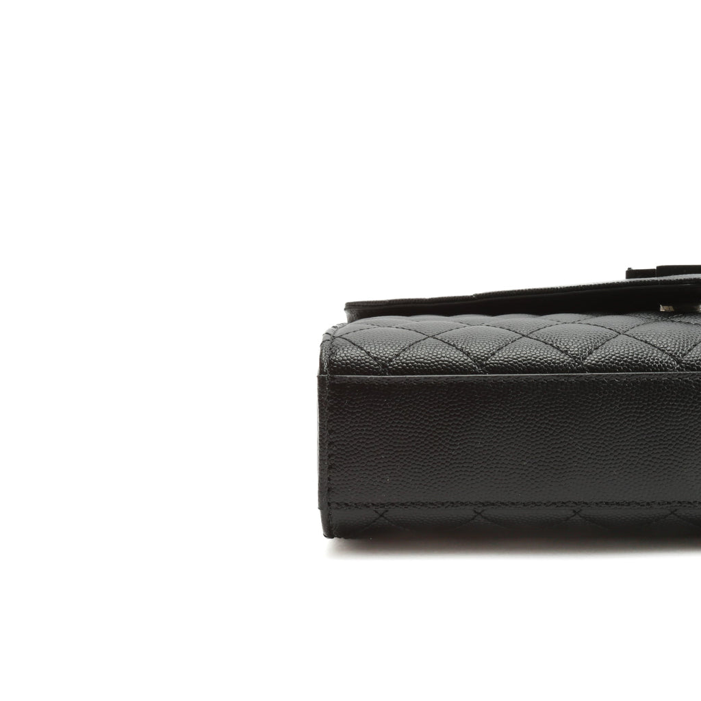 SAINT LAURENT Medium Envelope Monogram Matelasse Chain Bag- Black