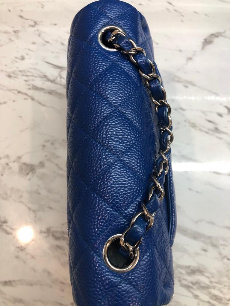 Chanel Caviar Blue Quilted Classic Flap Mini SHW