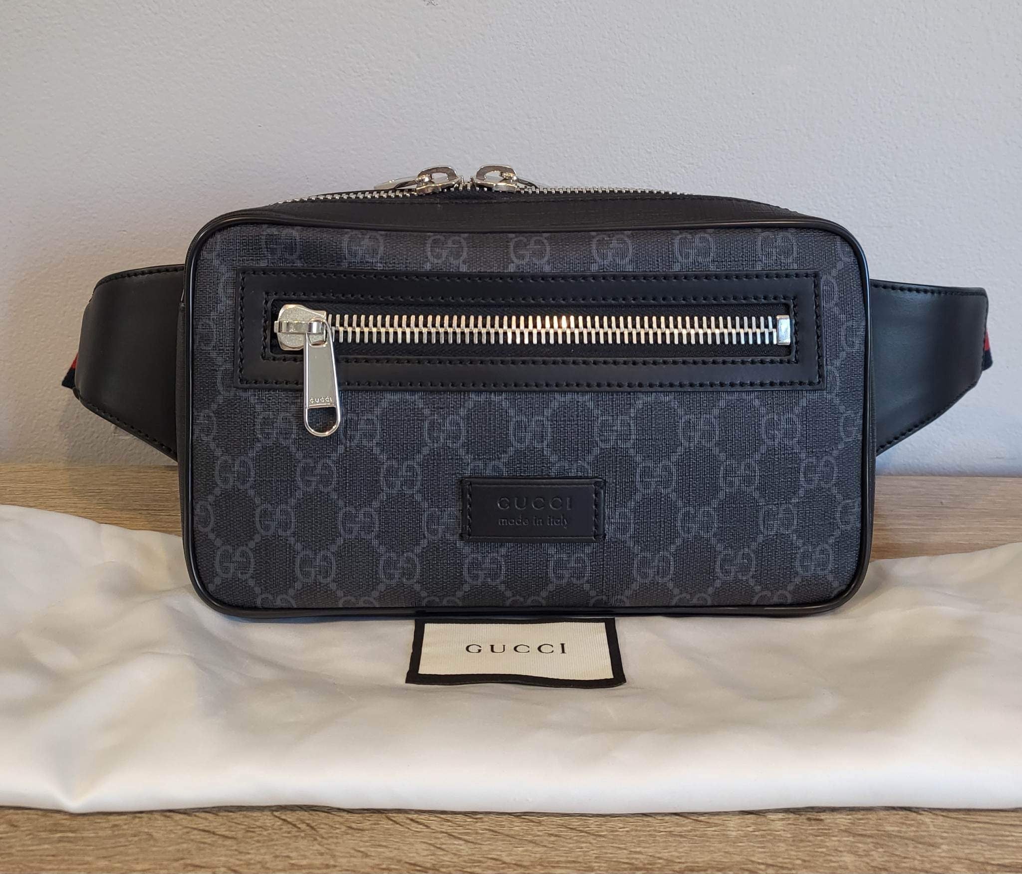 Authentic GG Black Belt Bag Gucci