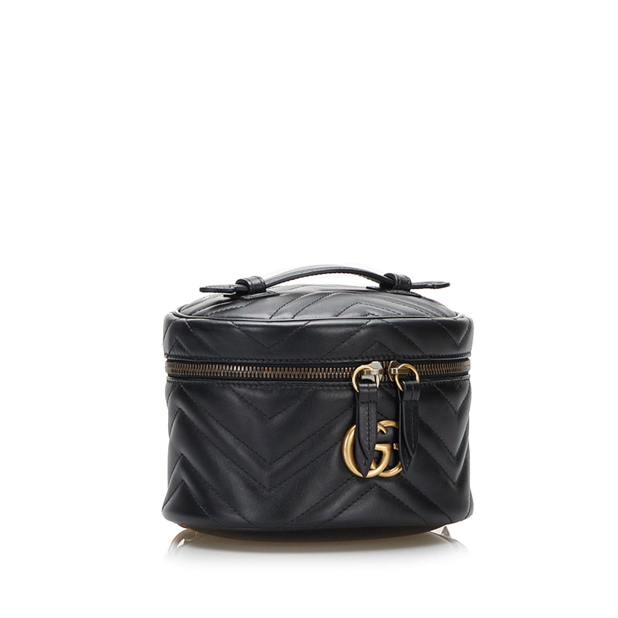Gucci GG Marmont Round Backpack Black Matelassé