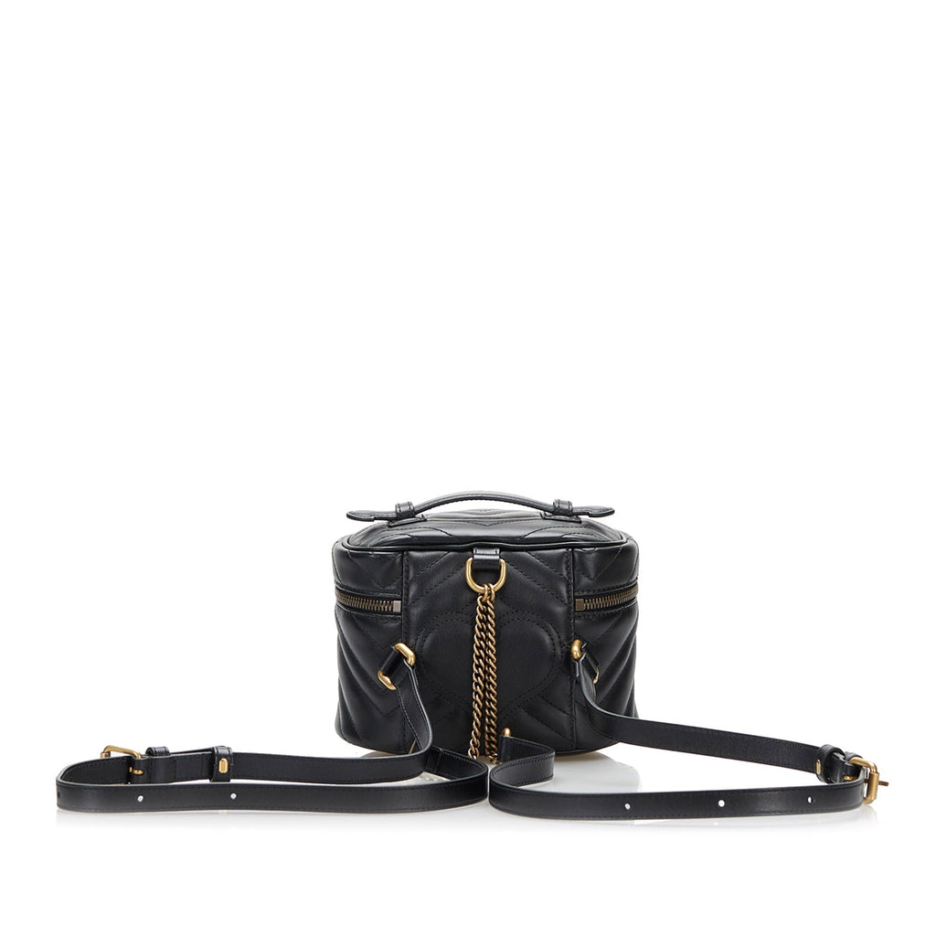 Gucci GG Marmont Round Backpack Black Matelassé