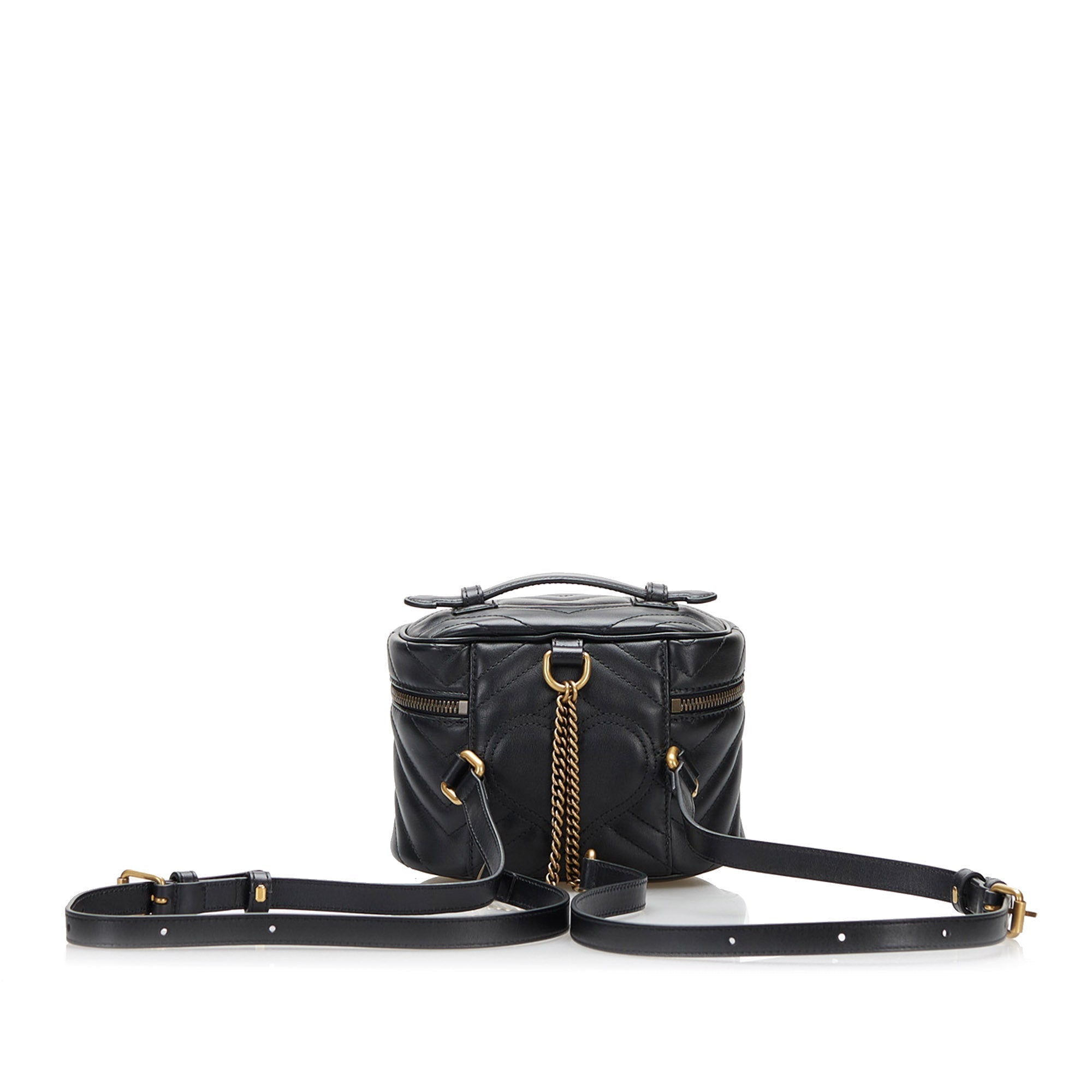Gucci GG Marmont Round Backpack Black Matelassé
