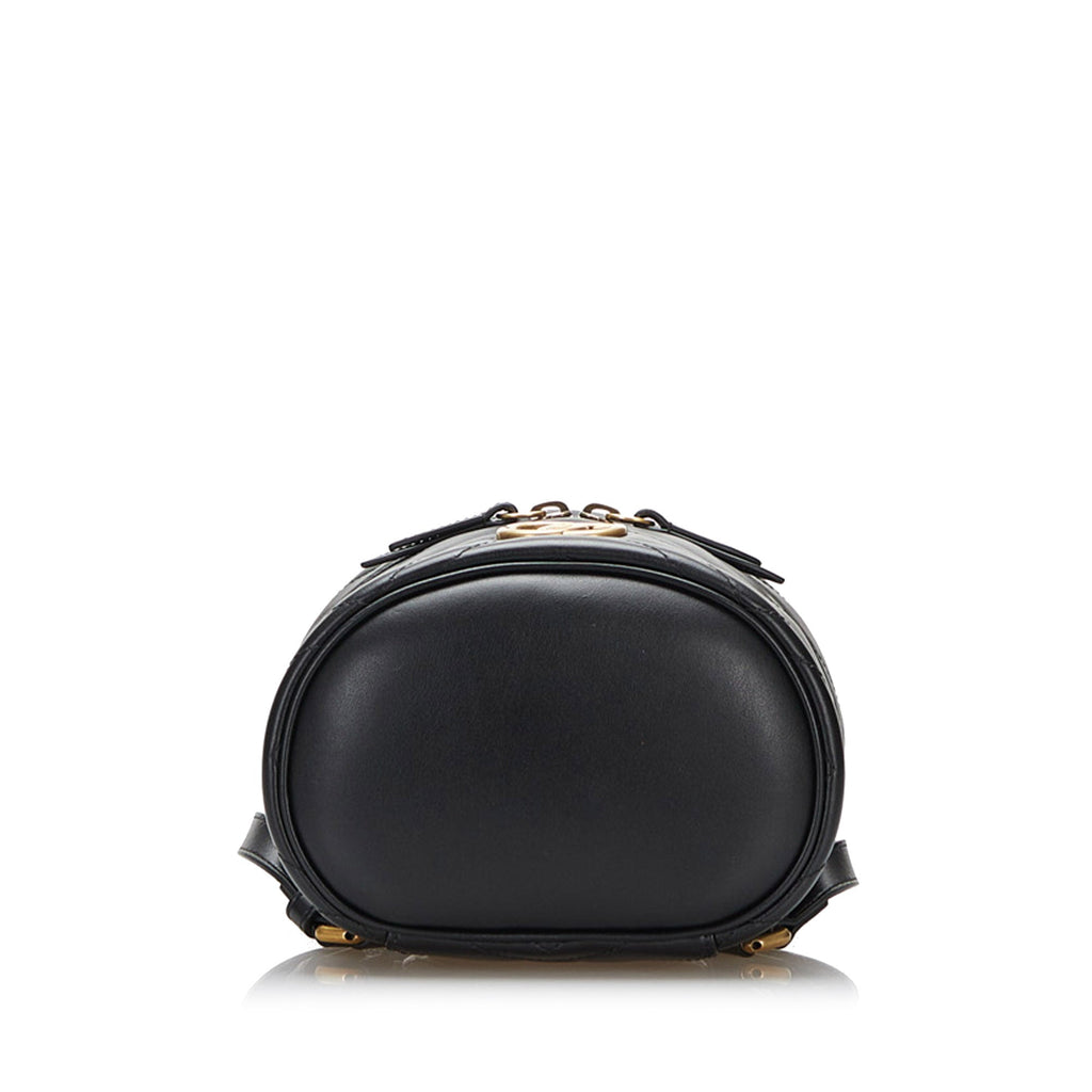 Gucci GG Marmont Round Backpack Black Matelassé