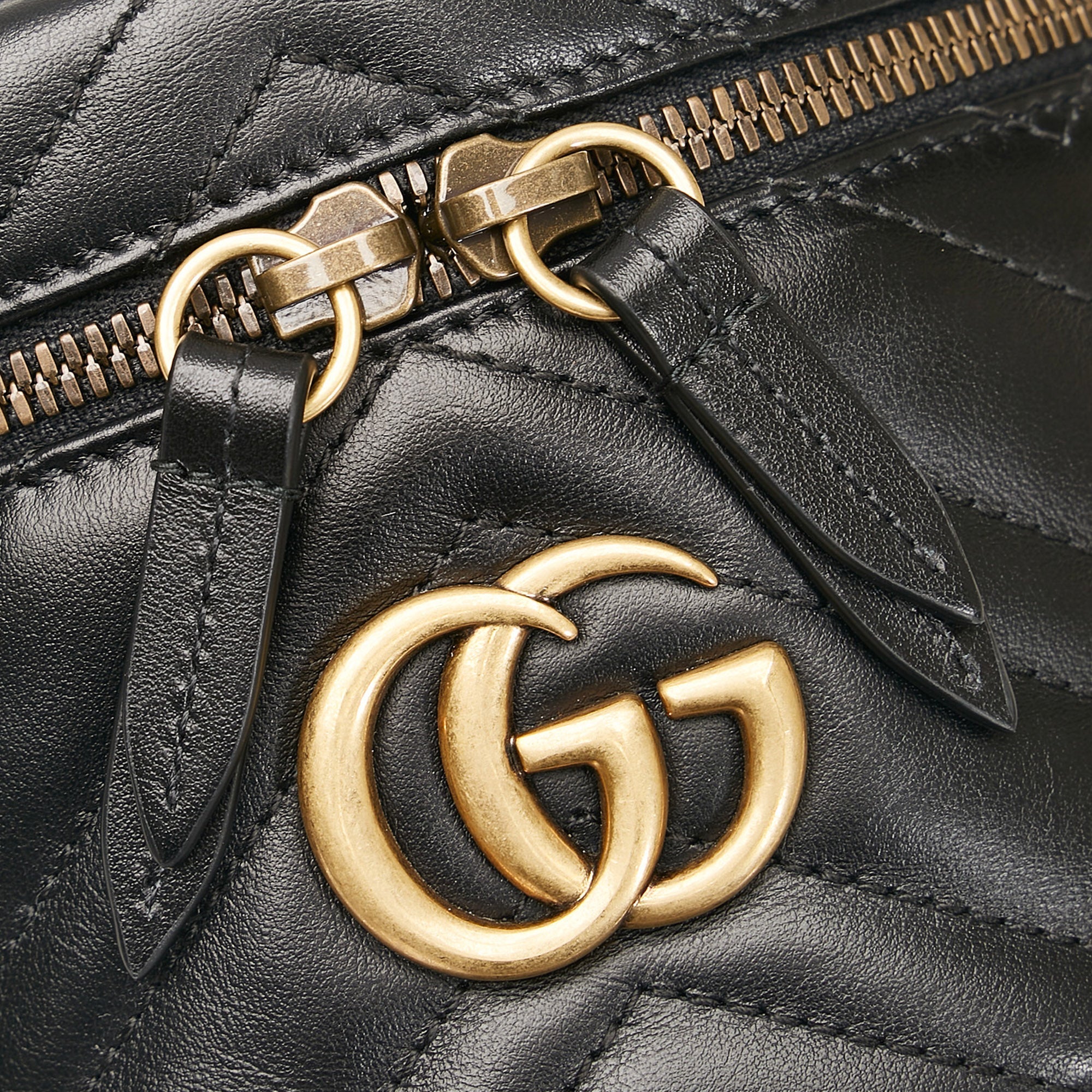 Gucci GG Marmont Round Backpack Black Matelassé