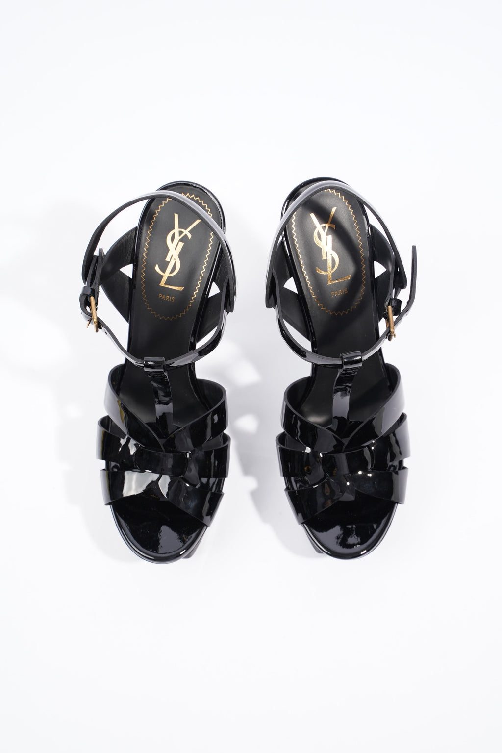 Saint Laurent Womens Tribute 105 Sandal Patent Black EU 39.5 / UK 6.5