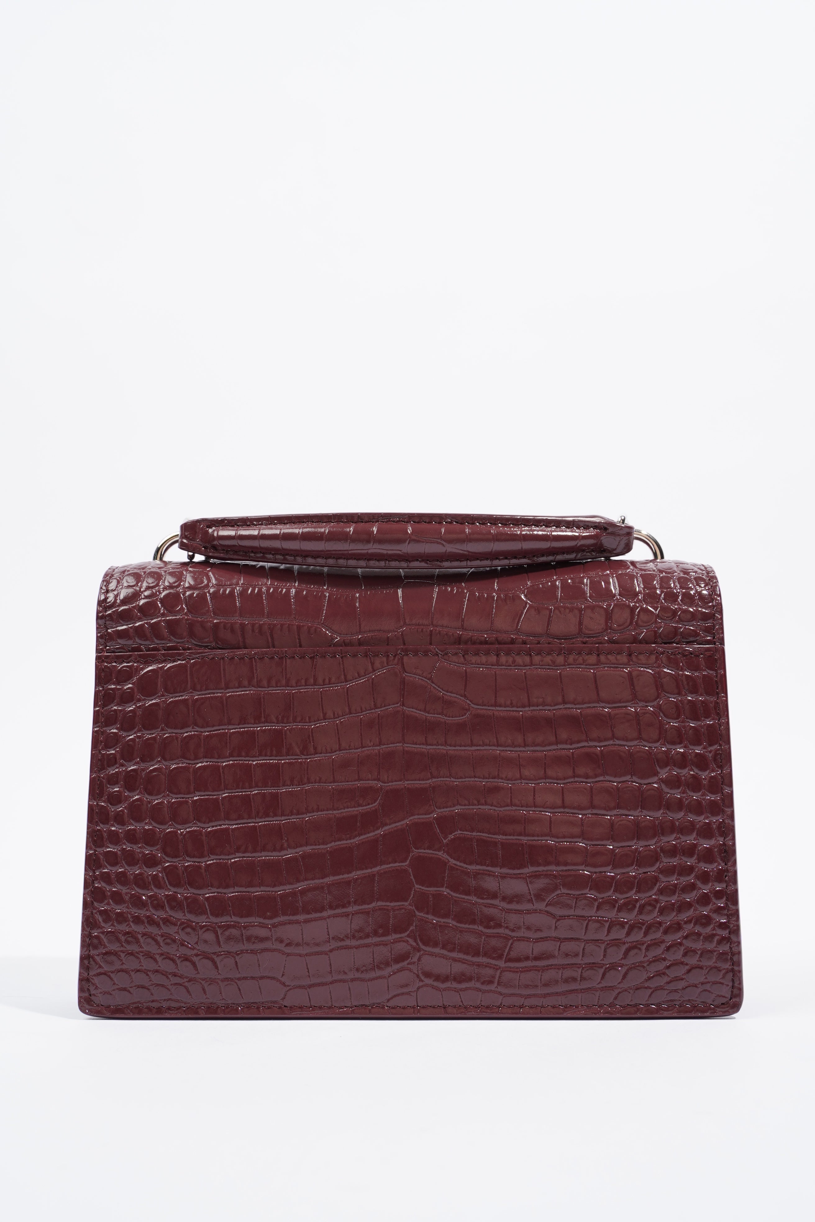Saint Laurent Sunset Chain Wallet Burgundy Croc