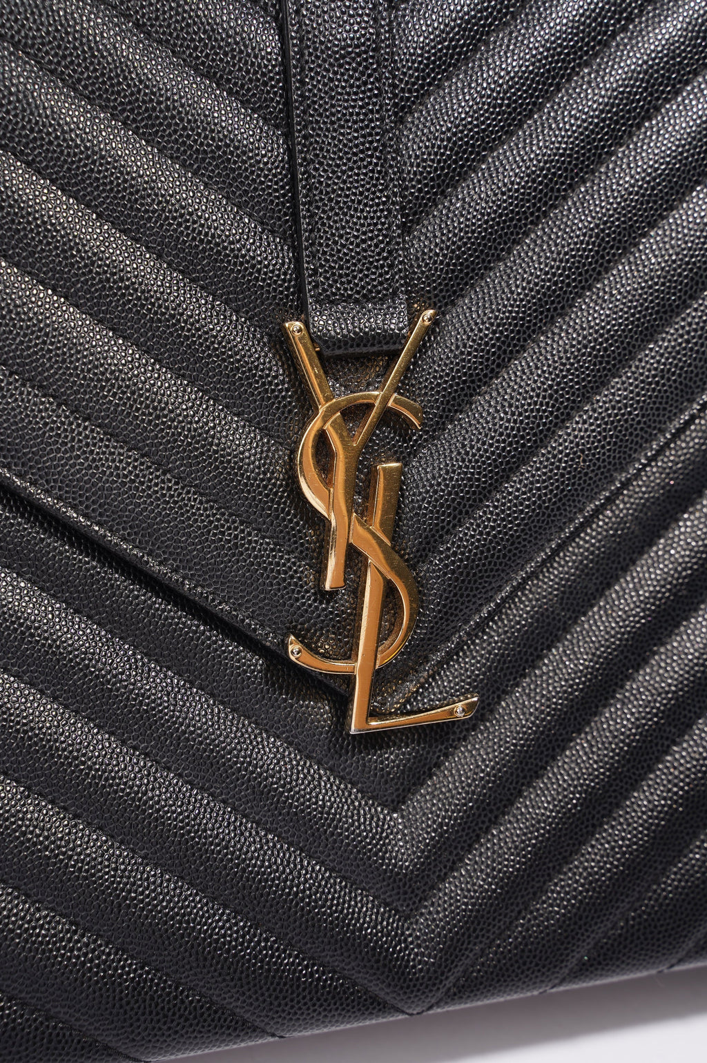 SAINT LAURENT WOMENS ENVELOPE BAG BLACK LEATHER LARGE