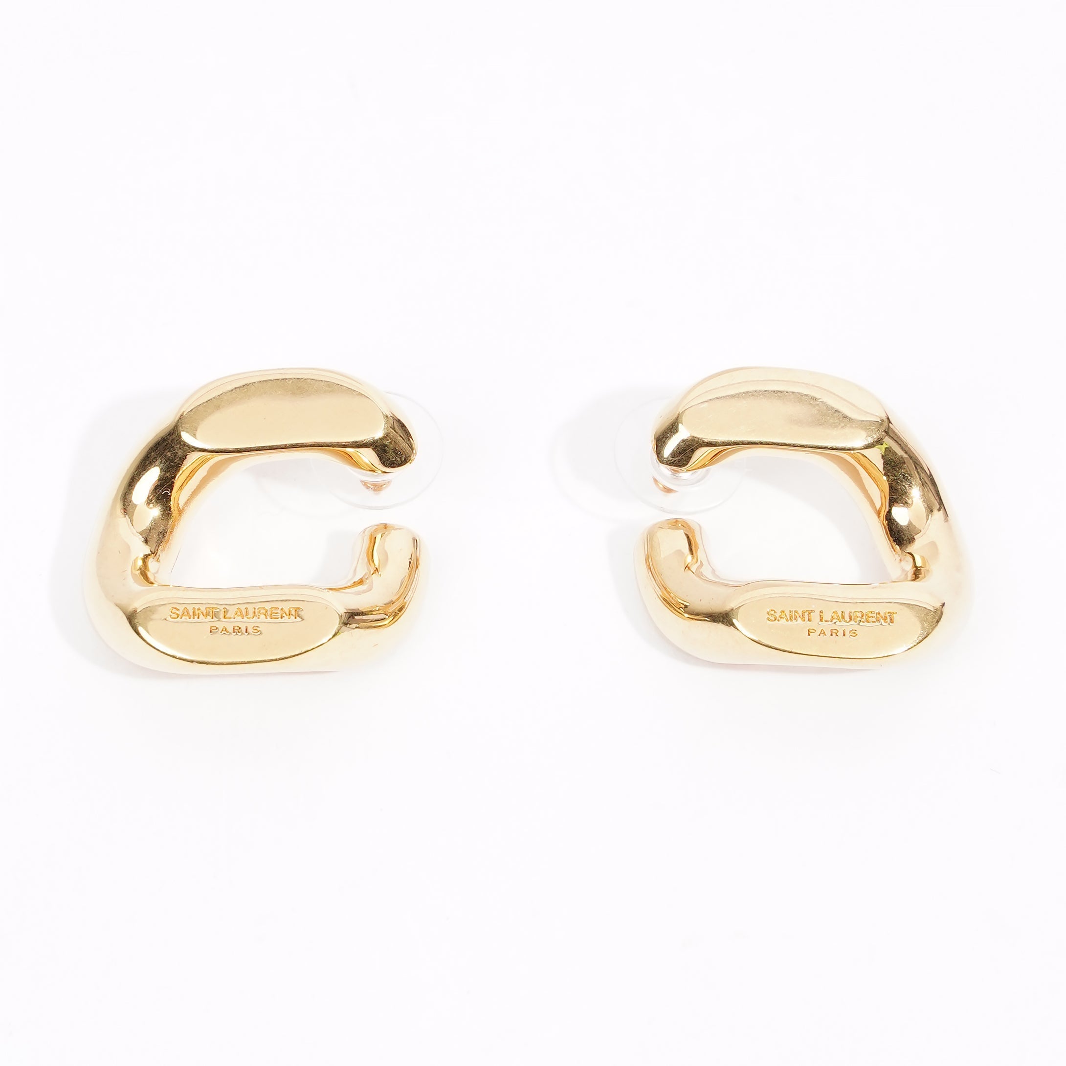 Saint Laurent Chain Link Earrings Gold Finish Base Metal