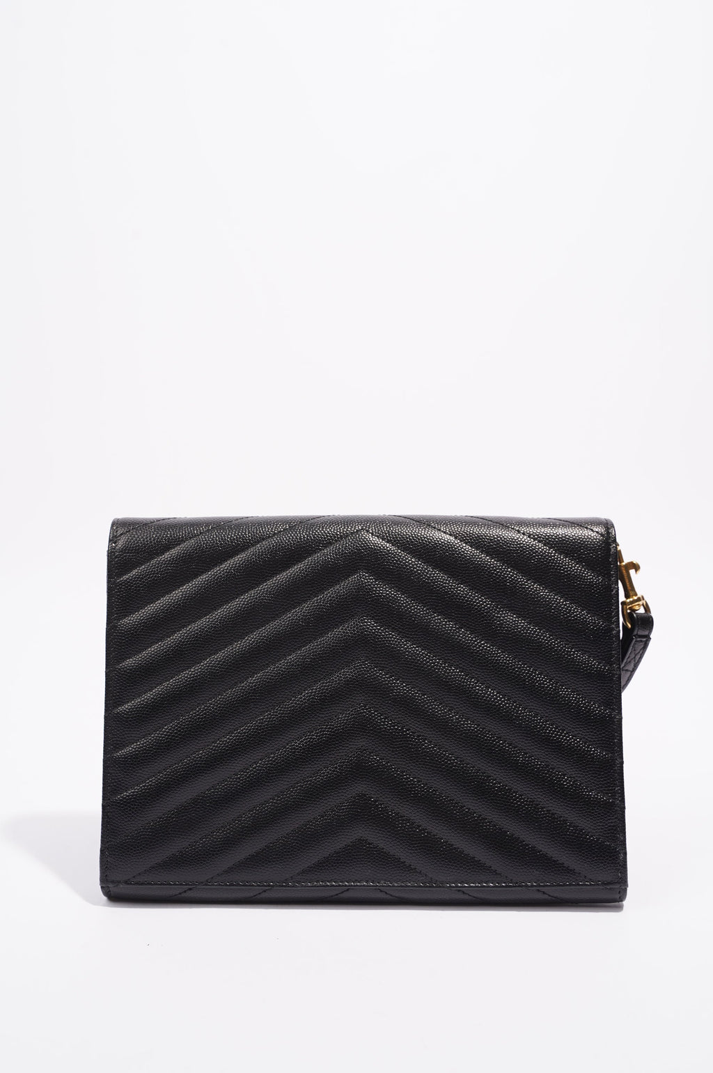 Saint Laurent Envelope Wristlet Clutch Black Leather