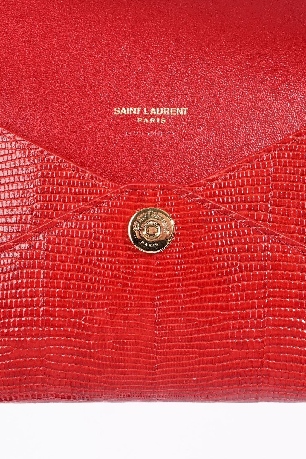 Saint Laurent Envelope Clutch Red Leather