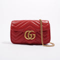 Gucci Womens Marmont Flap Red / Gold Super Mini