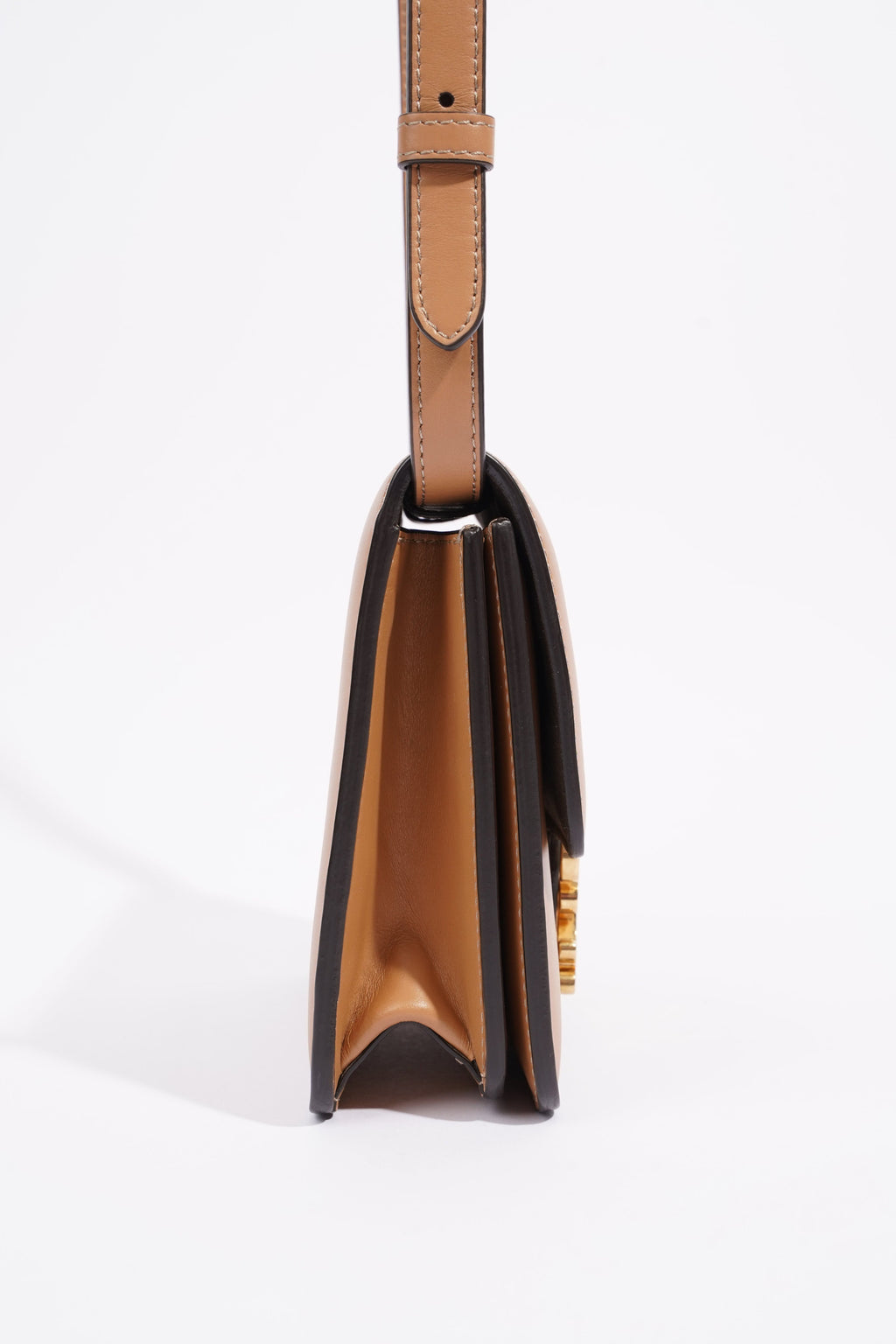Fendi Karligraphy Shoulder Bag Tan Leather