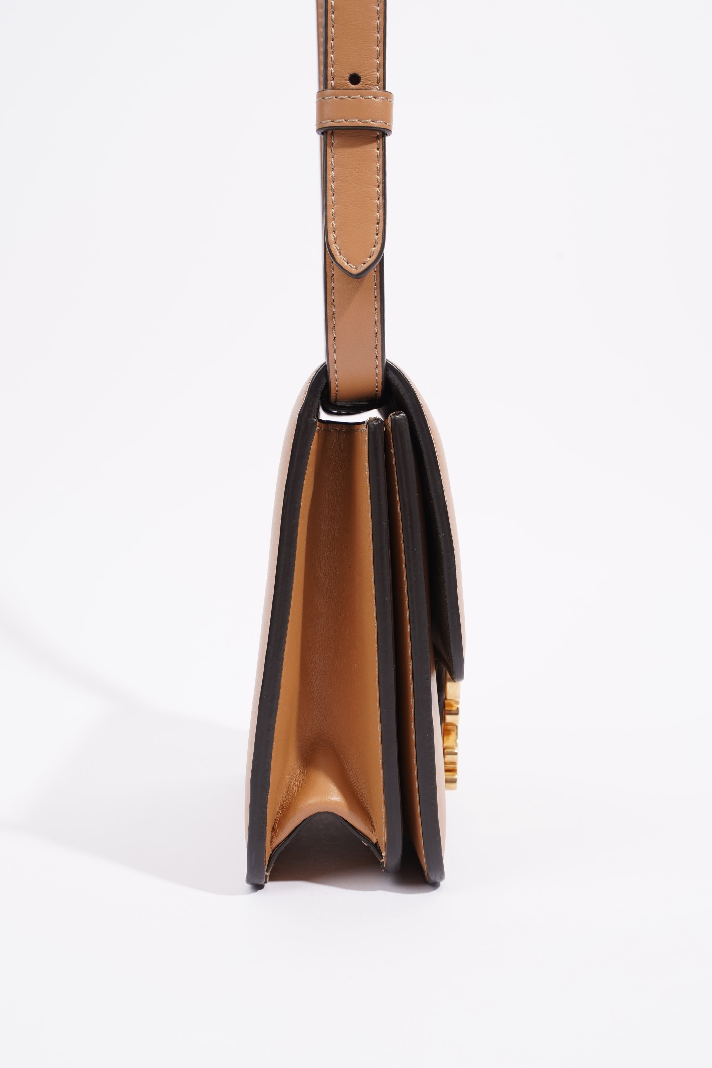 Fendi Karligraphy Shoulder Bag Tan Leather