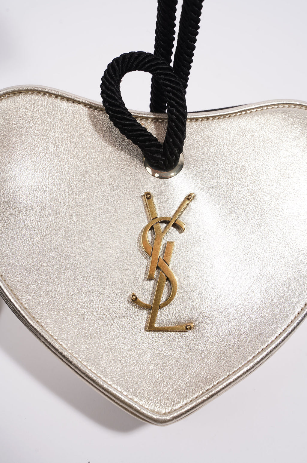 Saint Laurent Womens Heart Clutch Golden Leather