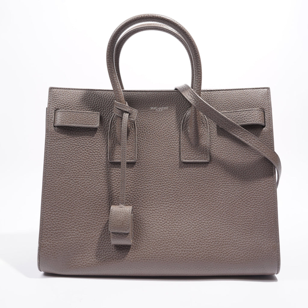 Saint Laurent Sac De Jour Tote Bag Grey Leather Small