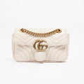Gucci Womens Marmont Flap White Matelasse Mini