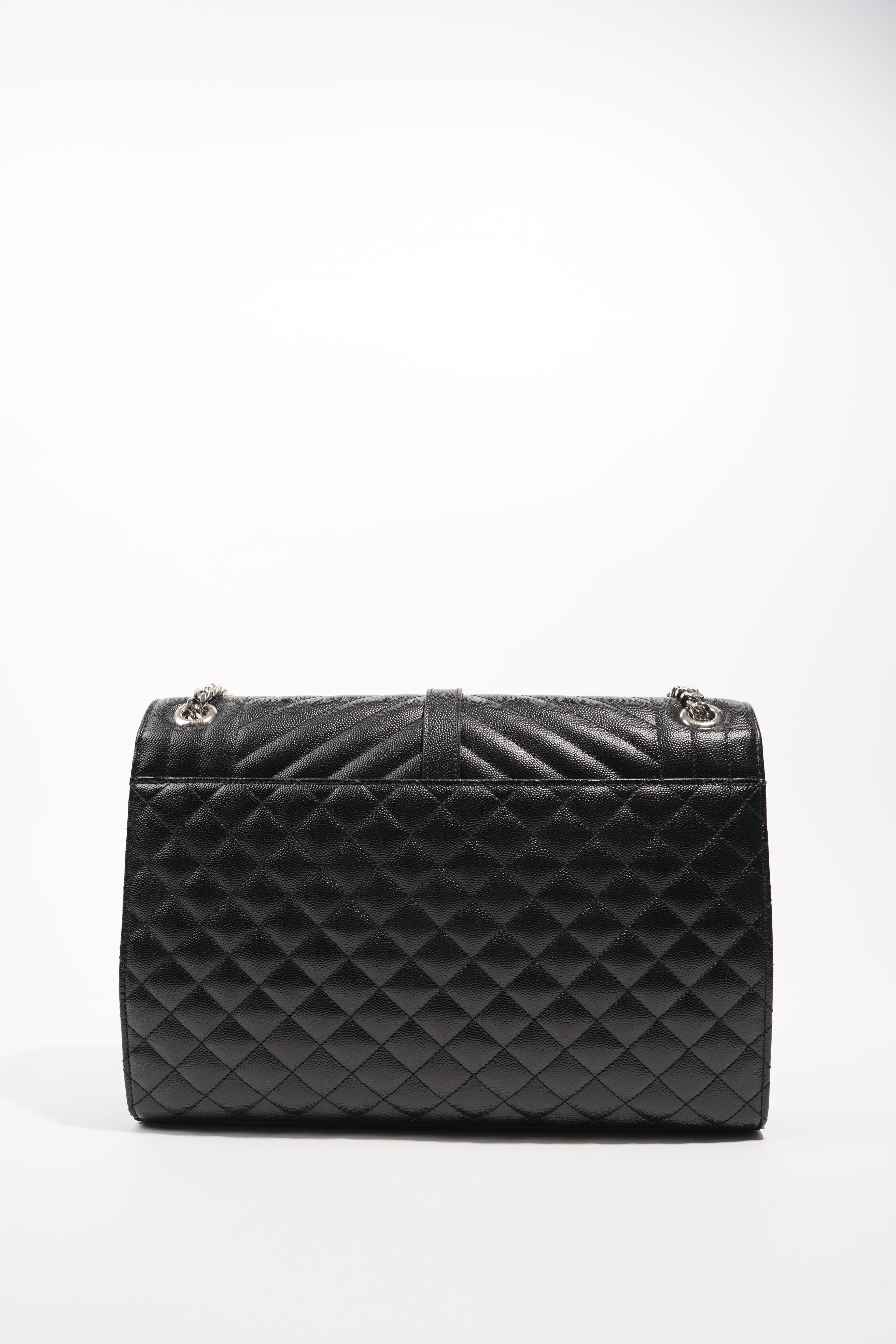 Saint Laurent Womens Envelope Large Bag Black Silver