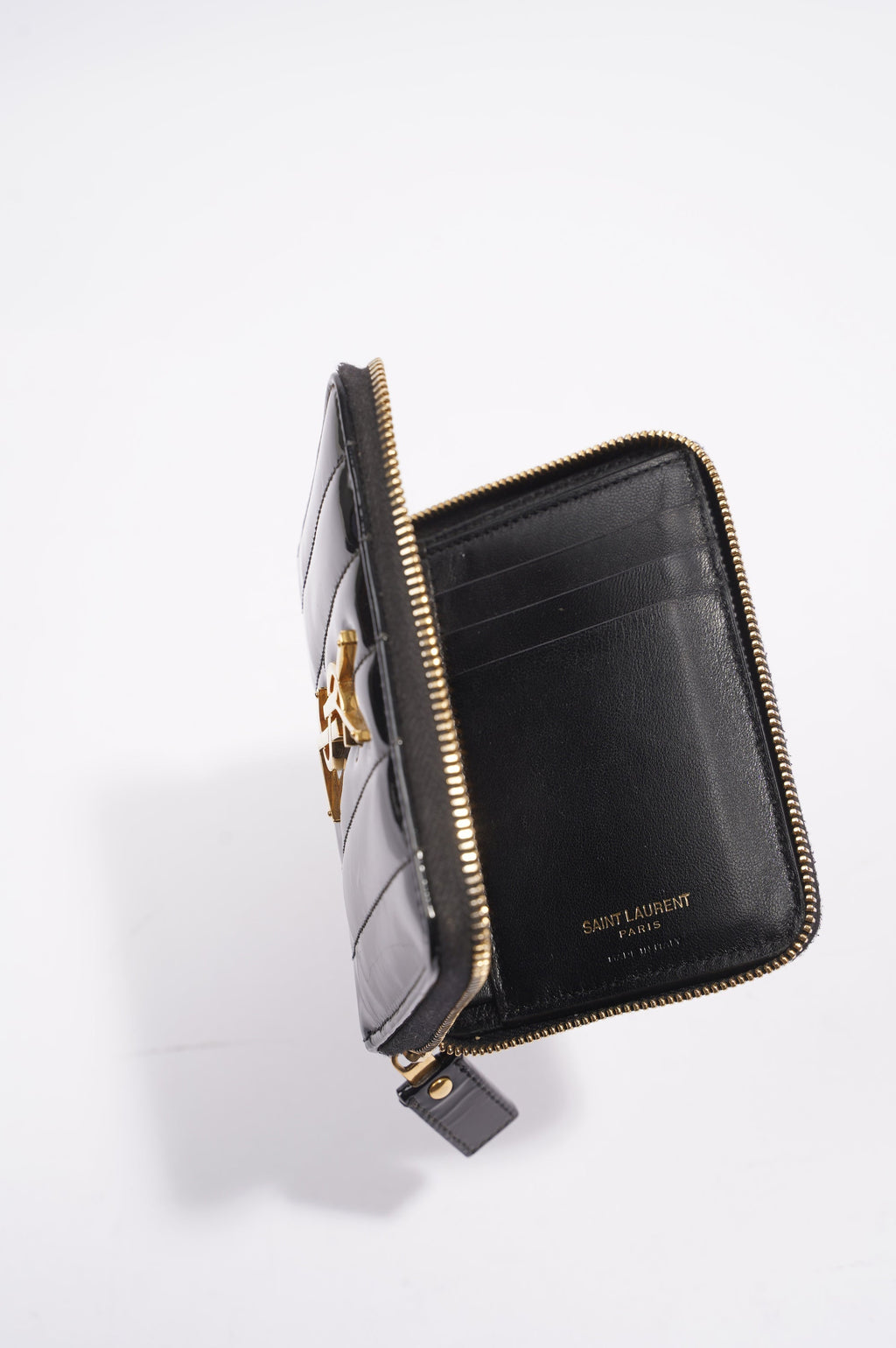 Saint Laurent Womens Zip Purse Patent Black