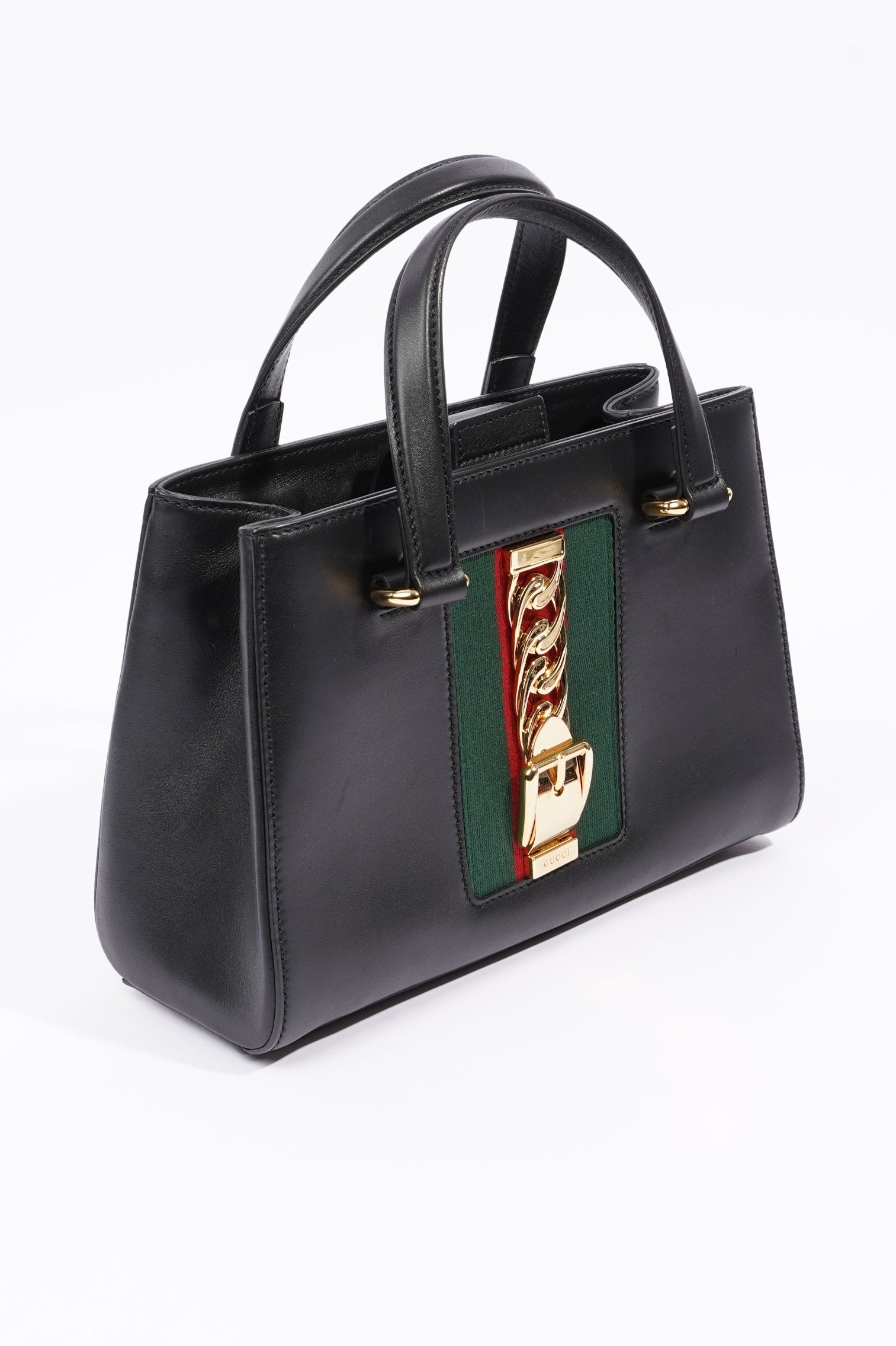 Gucci Sylvie Top Handle Bag Black Leather