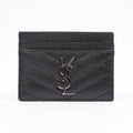 Saint Laurent Womens Cassandre Matelasse Card Case Black Leather