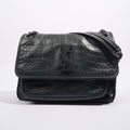 Saint Laurent Womens Niki Chain Bag Dark Green Croc Medium