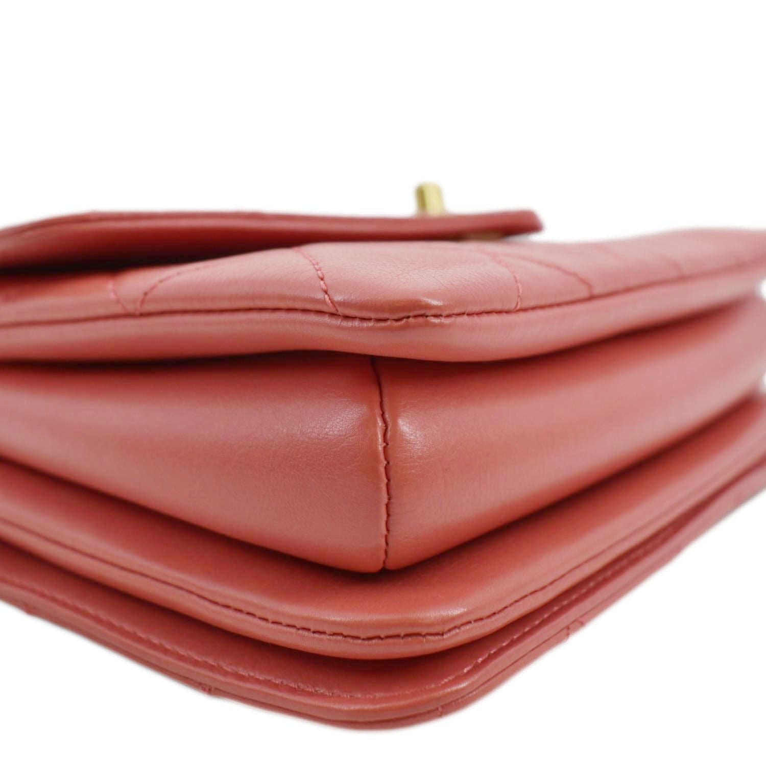 CHANEL Top Handle Quilted Leather Shoulder Bag Red
