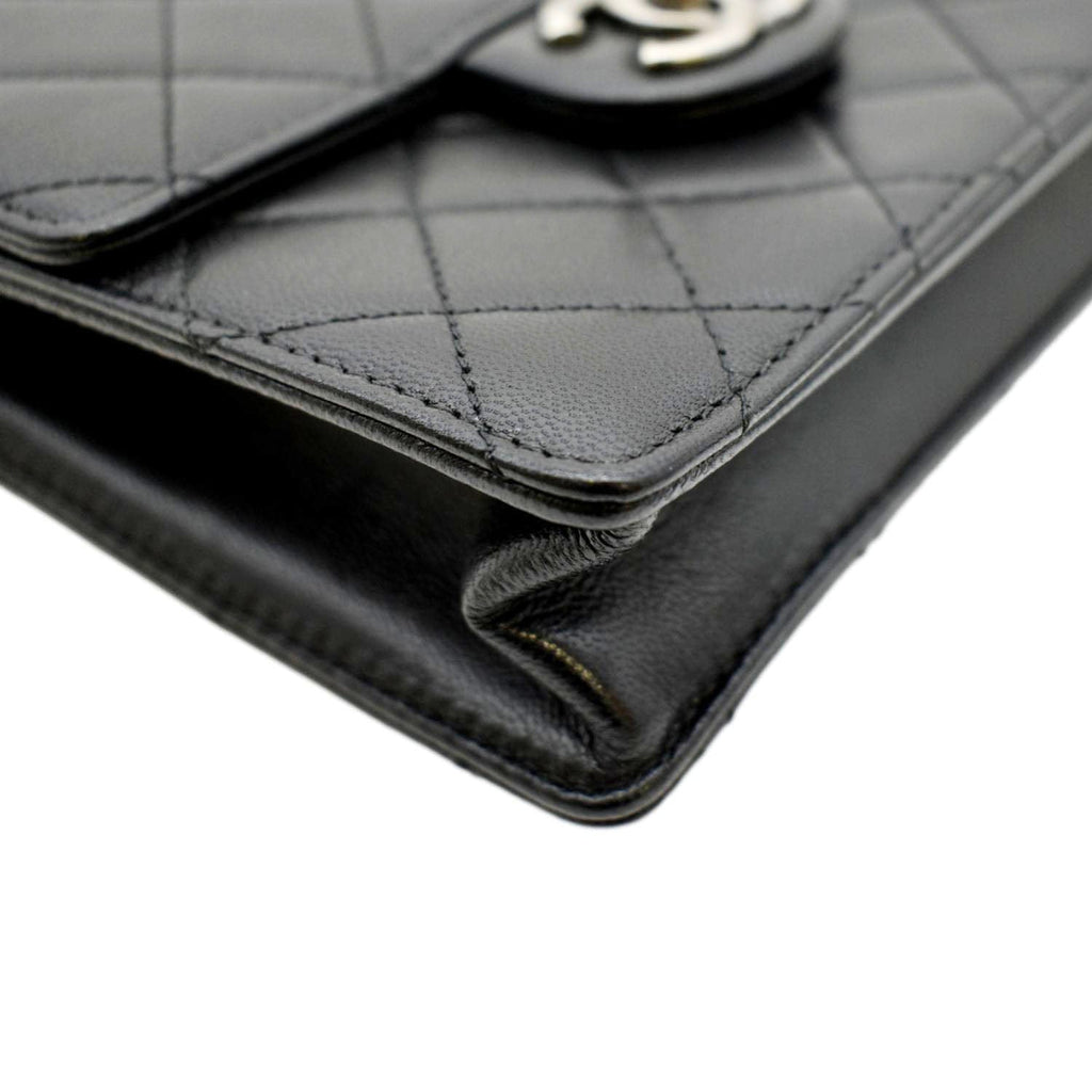 CHANEL Chic Pearls Flap Quilted Calfskin Leather Shoulder Bag Black