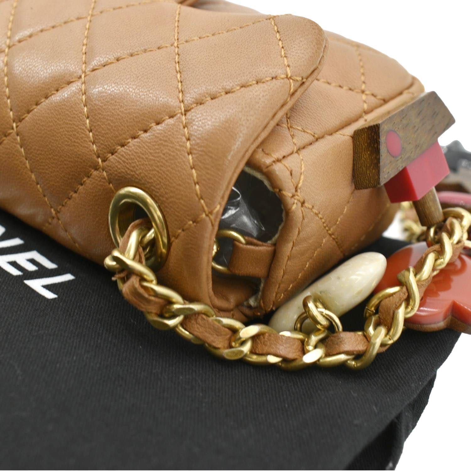 CHANEL Marine Charms Mini Quilted Leather Crossbody Bag Dark Beige
