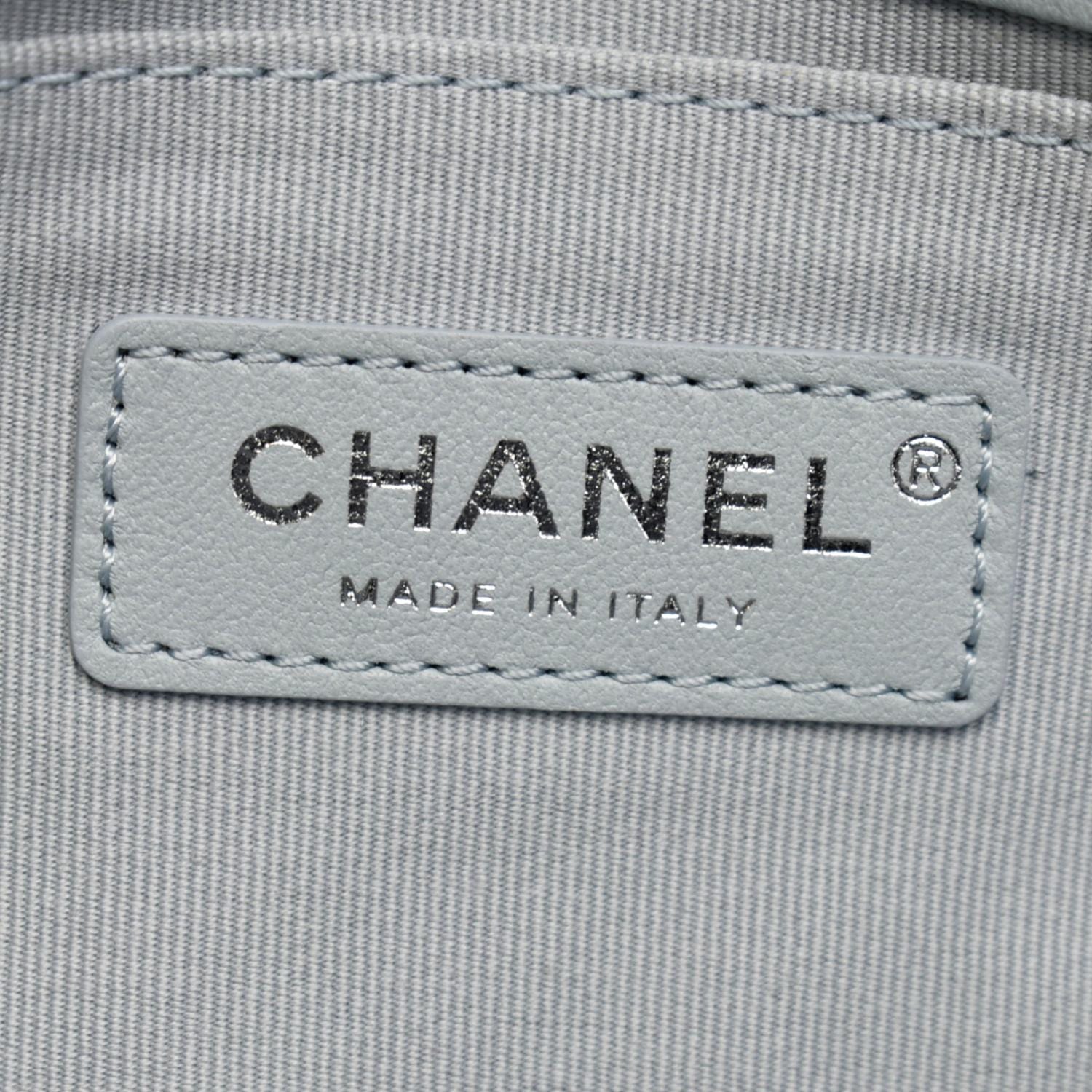 CHANEL Medium Boy Flap Quilted Leather Shoulder Bag Light Blue