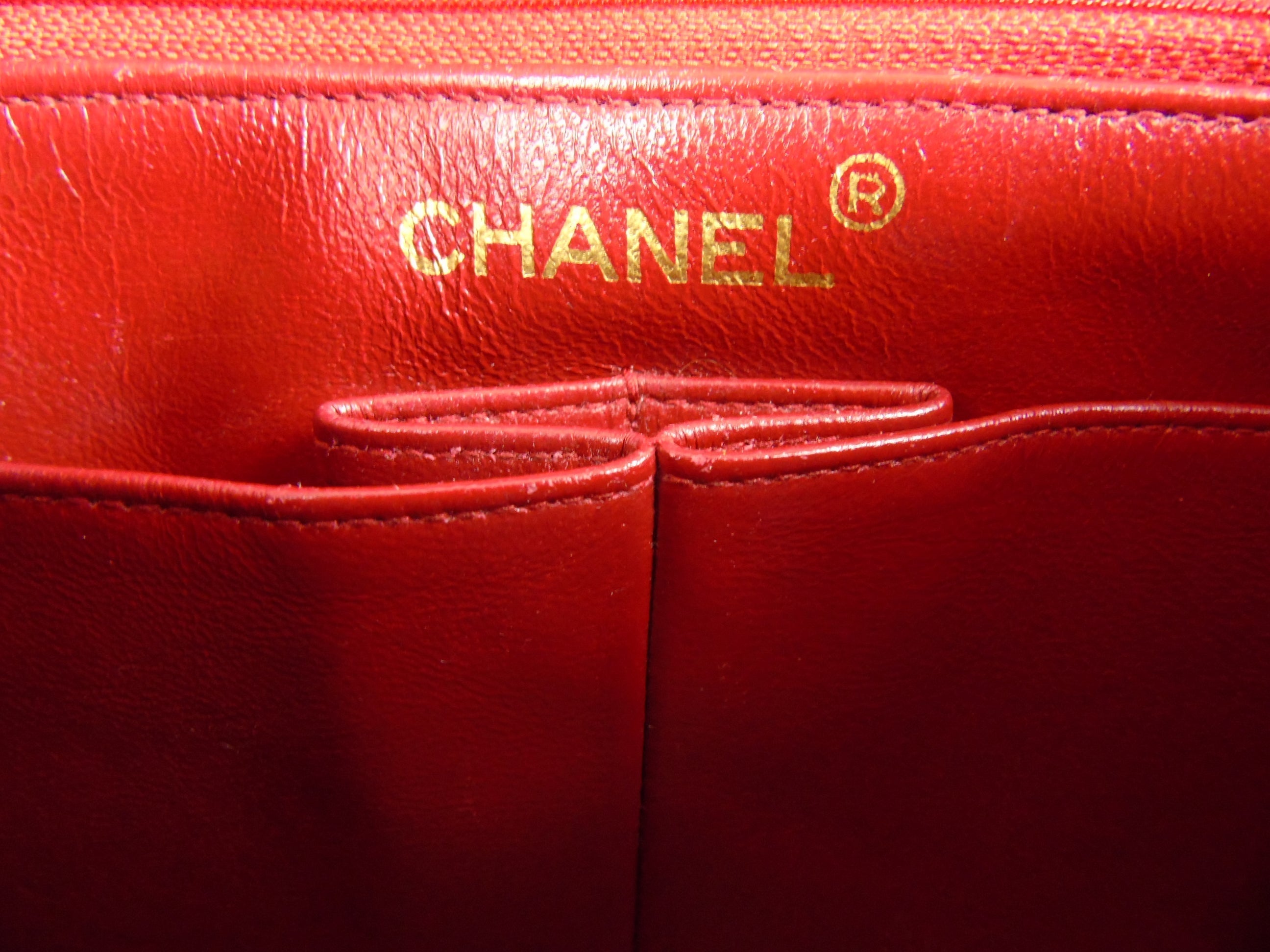 CHANEL red mini square lambskin flap bag ghw - vintage
